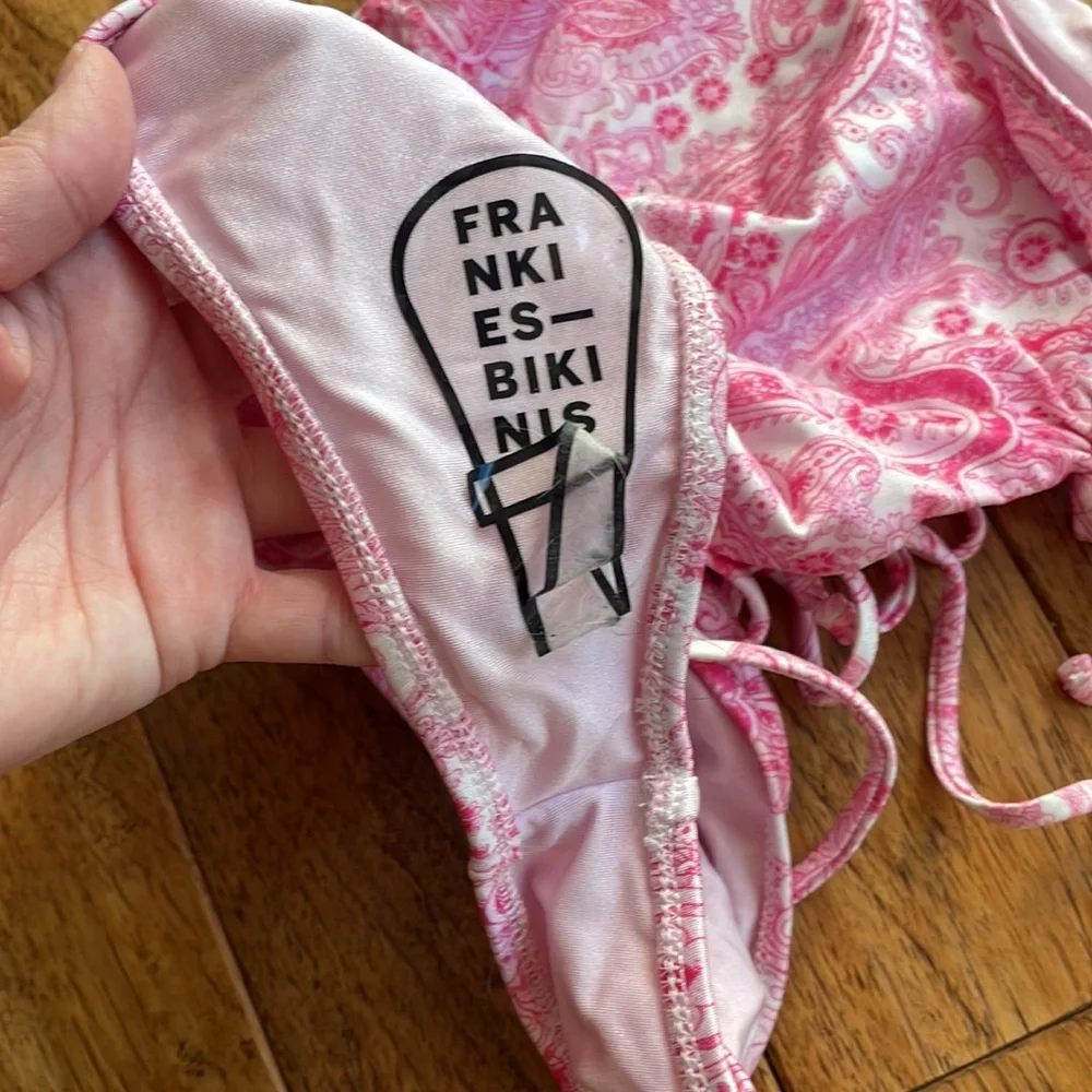 NWT Frankie’s Bikinis Honey Shine pink pattern one piece, one shoulder, …